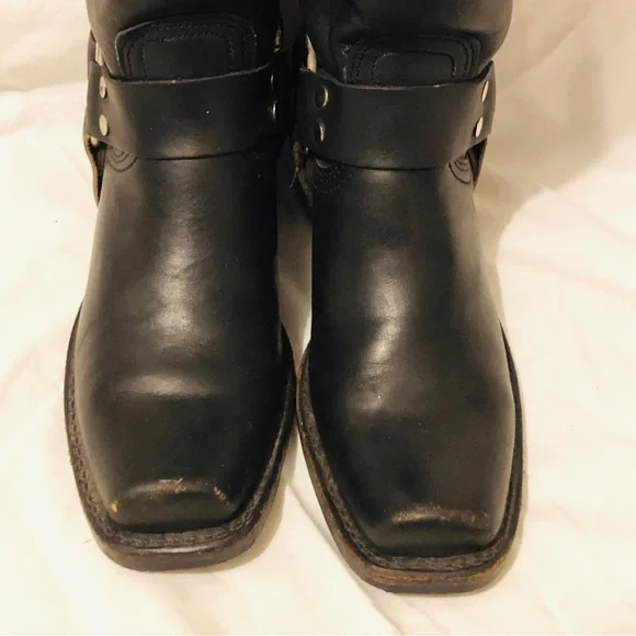 Black Frye Biltrite Boots size 6 1/2 square toe with silver buckle. - Picture 4 of 12